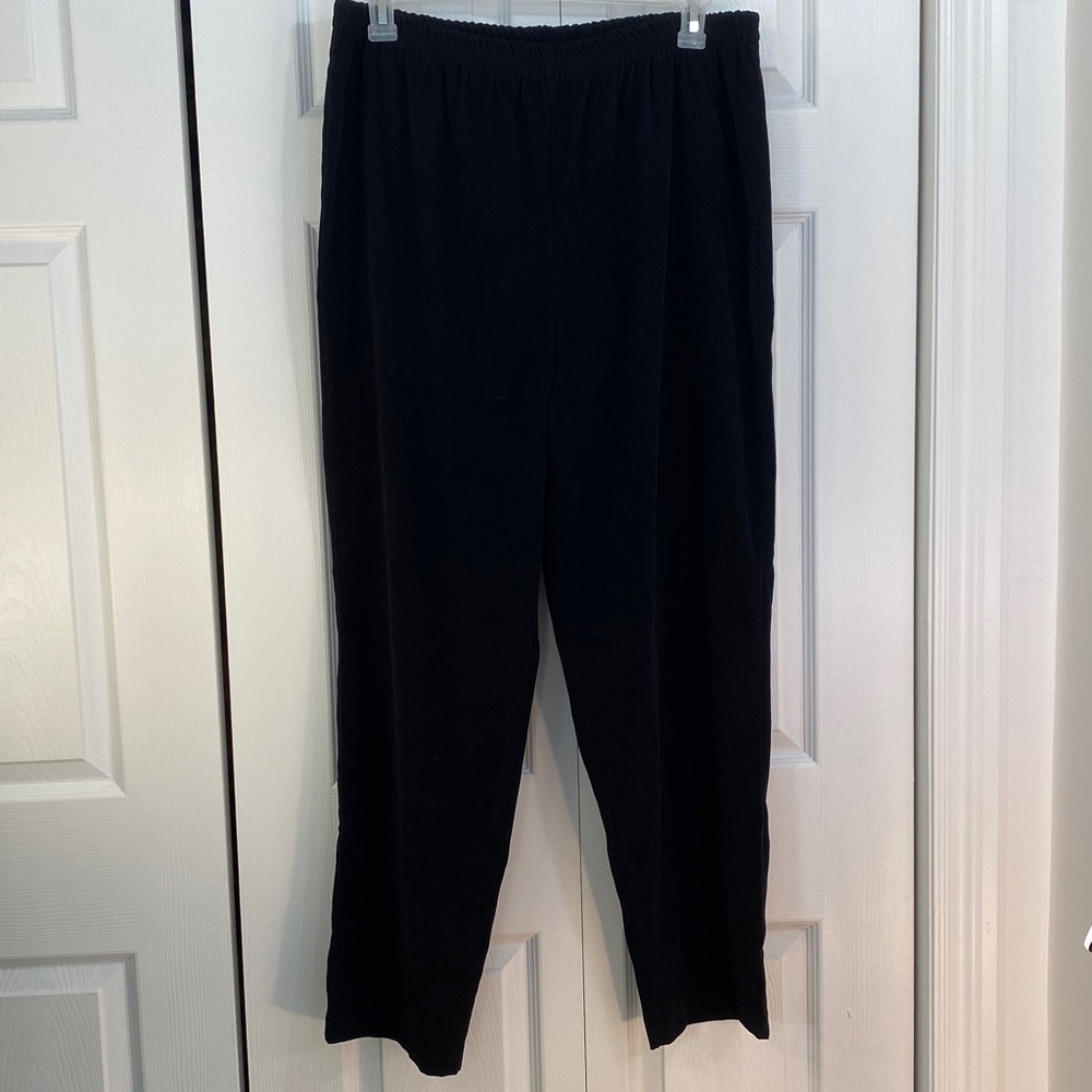 Faux Suede Black Trousers, Pants, Leggings with Elastic Waist, 18 Plus